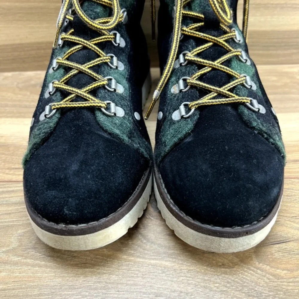 Scotch &‎ Soda Mens Hiking Boots Wool Suede Size 7.5 Black Green Plaid